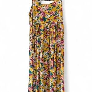 Garden Floral Print Maxi Dress Romantic Boho Sundress Size M